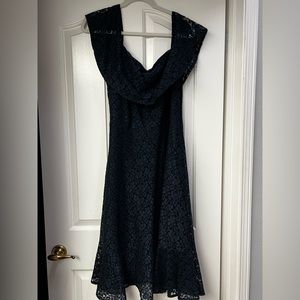 Off the shoulder lacy dark blue banana republic dress